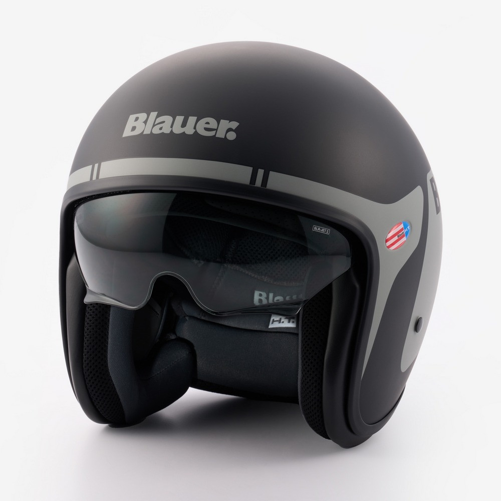 Casco Jet Blauer Pilot 06 Go Negro Titanio Mate