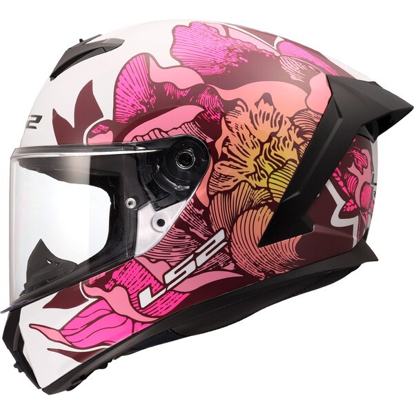Casco Moto Integral LS2 FF820 Rapid III Poppies II Blanco Rosa