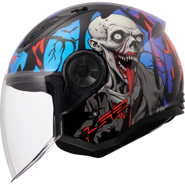 LS2 OF616 AIRFLOW II ZOMBIE II BLUE-06 Negro Rojo