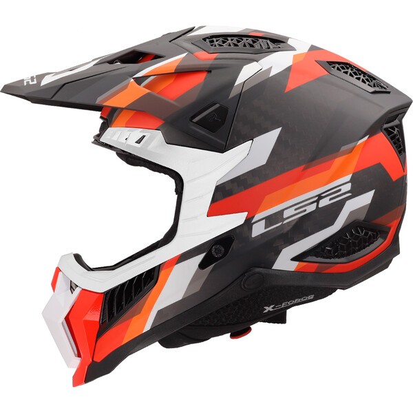 Casco Moto Cross LS2 MX703 X-force Phantom Naranja Rojo
