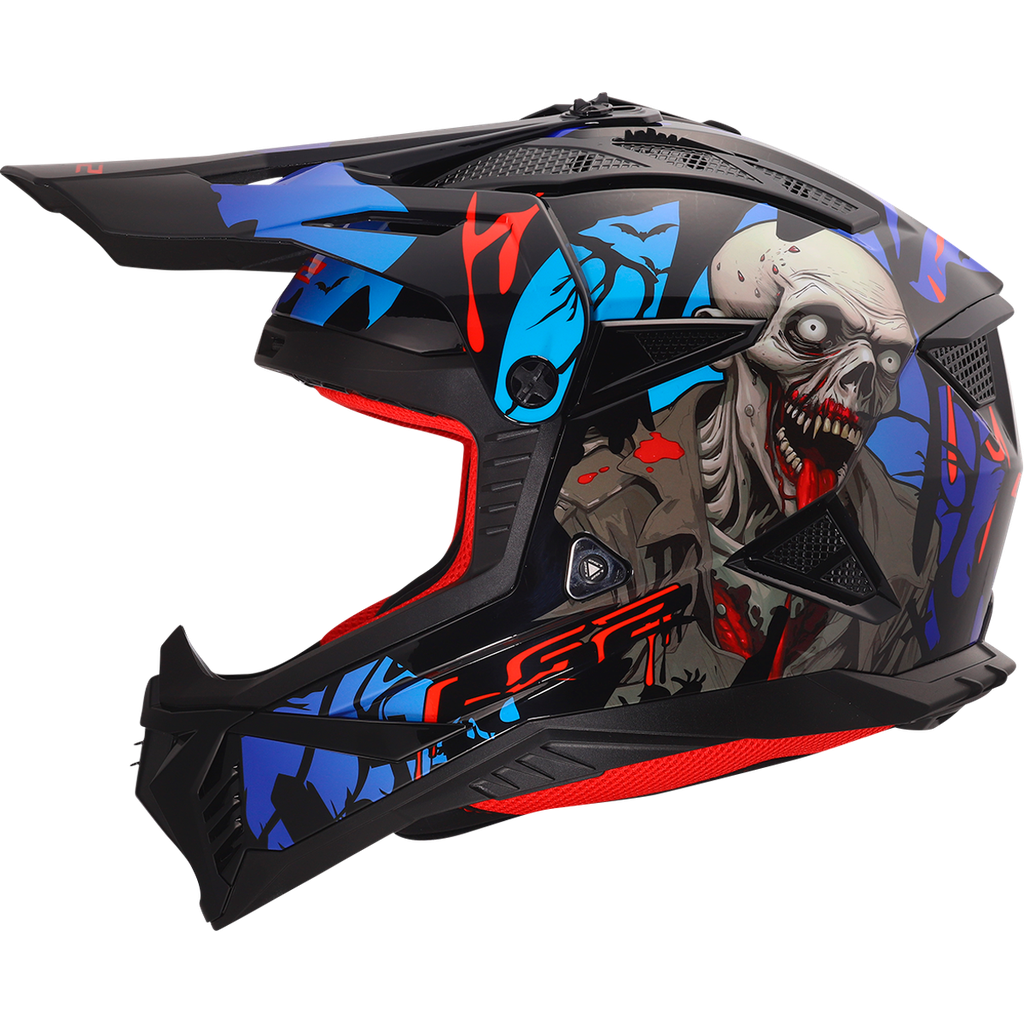 LS2 MX708 FAST II ZOMBIE II BLUE-06 Negro Rojo