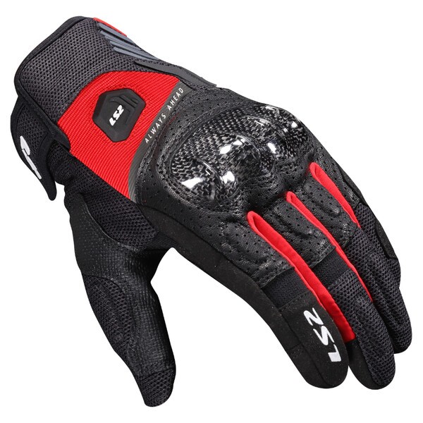 [70230S0132L] Guantes Hombre LS2 ATOM Negro Rojo (L)