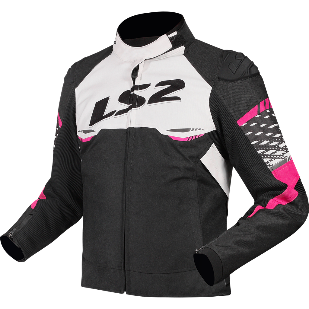 Chaqueta Moto LS2 Apex Mujer Negro Blanco Rosa