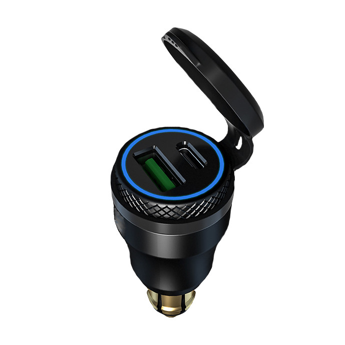 Cargador Doble USB / USB-C con Conector DIN para Moto CTR