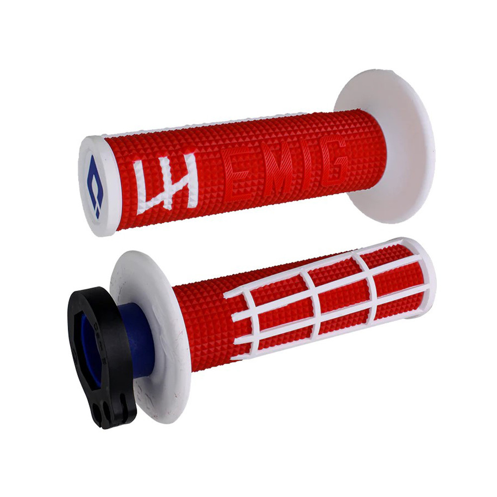 Puños ODI Emig 2.0 V2 Lock-On Rojo / Blanco