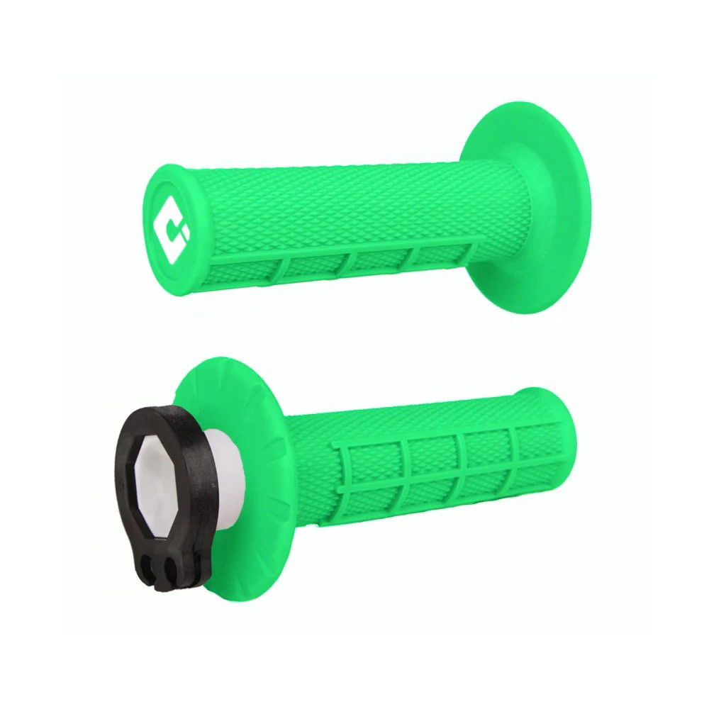 Puños ODI MX V2 Lock-On Half-Waffle Verde Fluor