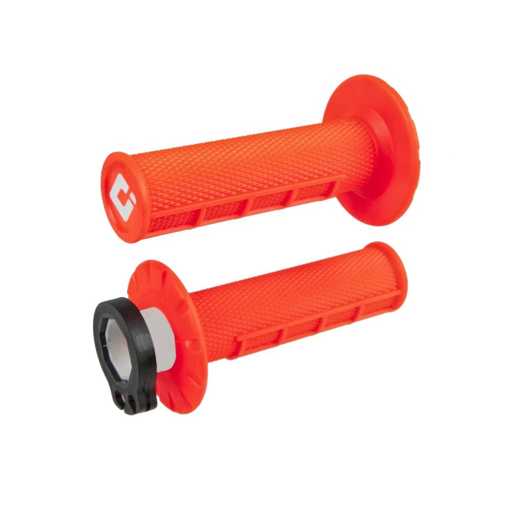 Puños ODI MX V2 Lock-On Half-Waffle Naranja Fluor