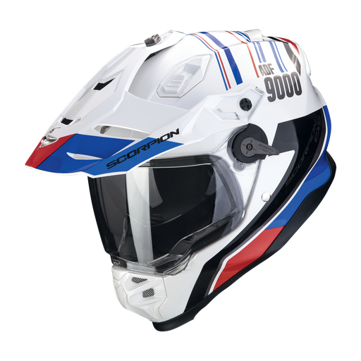 Casco Scorpion Adventure Adf-9000 Air Desert Blanco-Azul-Rojo