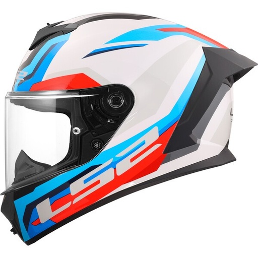 Casco Moto Integral LS2 FF820 Rapid III Hyper Blanco Azul Rojo