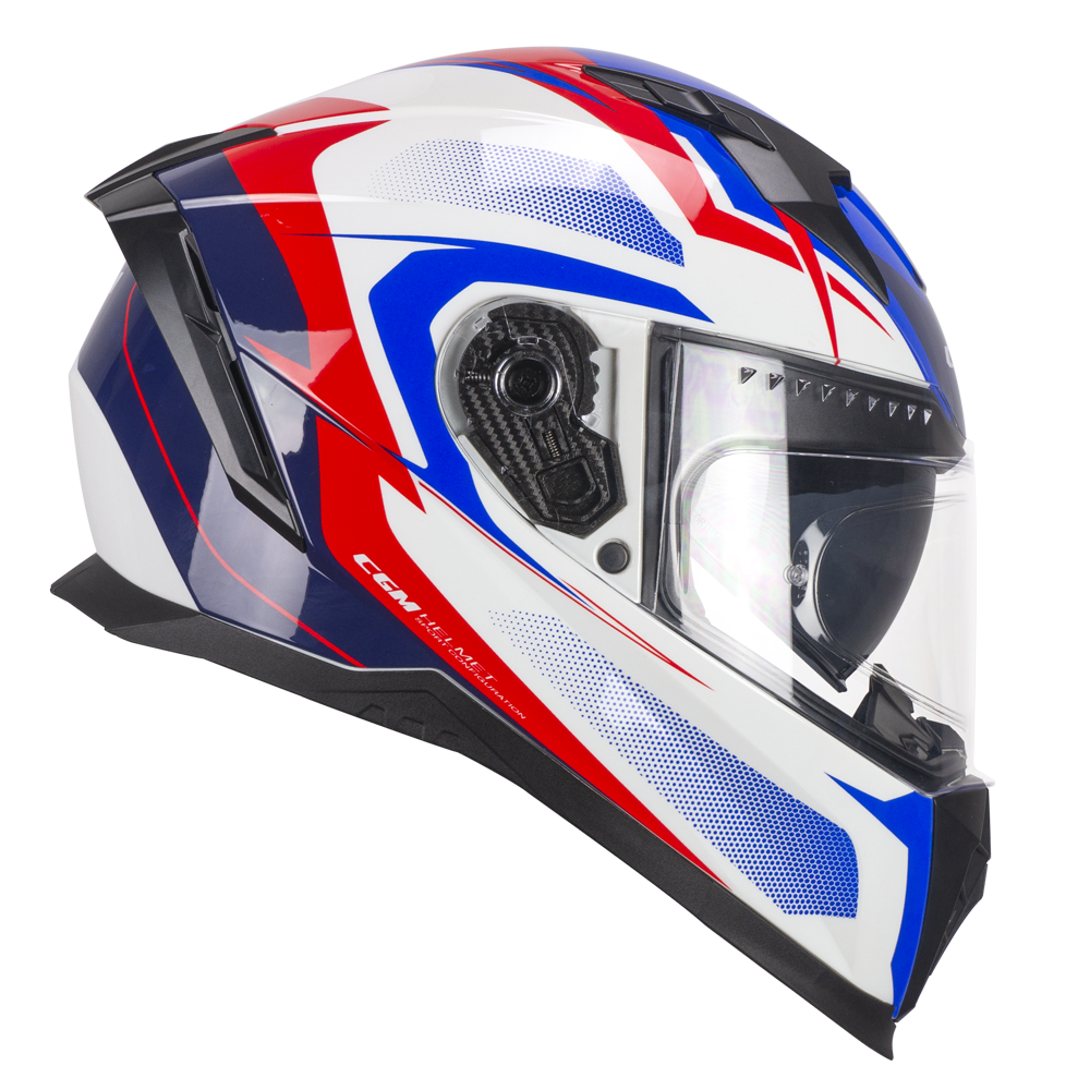 Casco integral deportivo hombre CGM Blast Sport blanco azul homologado para circuito, disponible en outlet