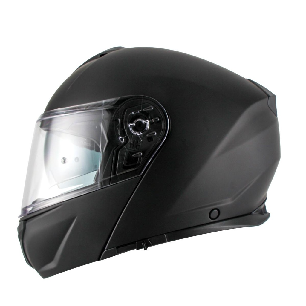 Casco modular Unik Star DV negro mate con calota lisa para pegar soporte adhesivo de cámara en casco moto, disponible en outlet
