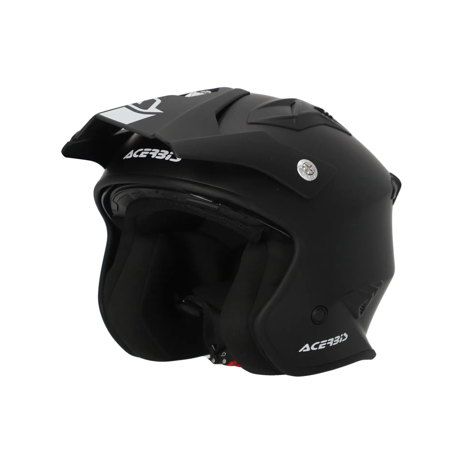 Casco jet vs integral seguridad: casco jet Acerbis negro sin mentonera, deja la mandibula descubierta, en outlet